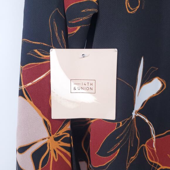 Retro 70s Modern Hippie Floral Earth Tone Notch Lapel Trapeze Jacket Roll Cuff S - Picture 13 of 14